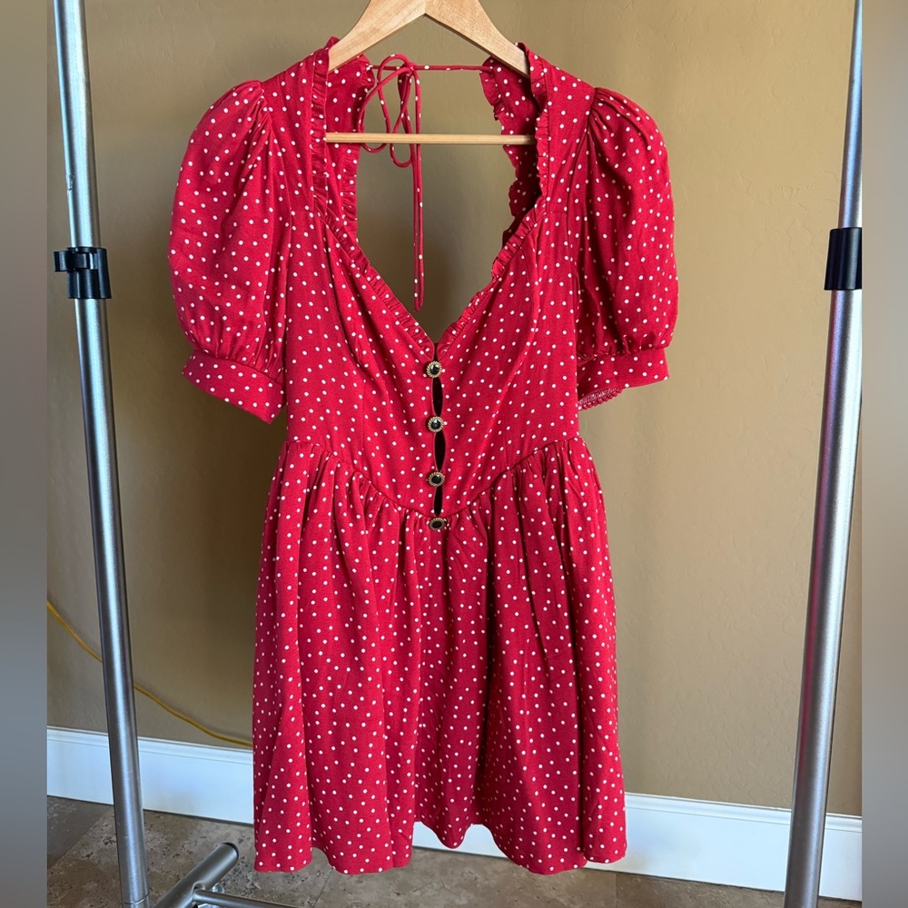 Reformation Red Polka Dot Mini Dress - Picture 4 of 5